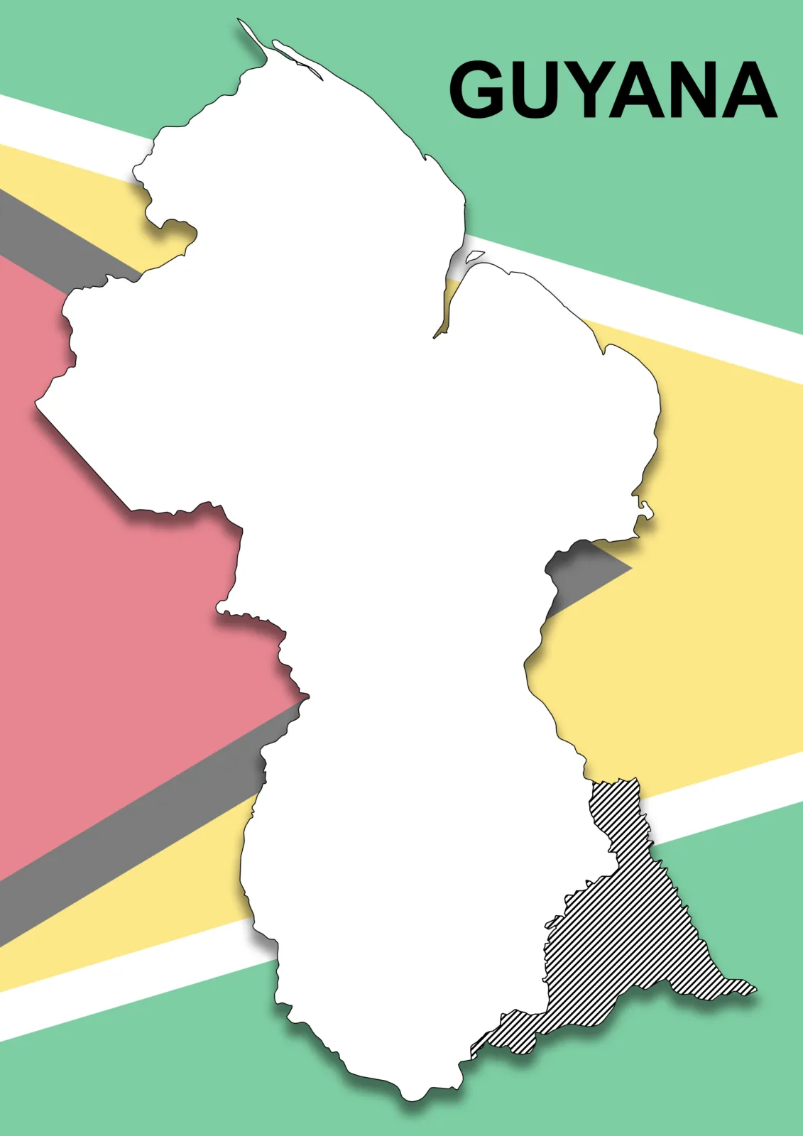 Map of Guyana on the flag