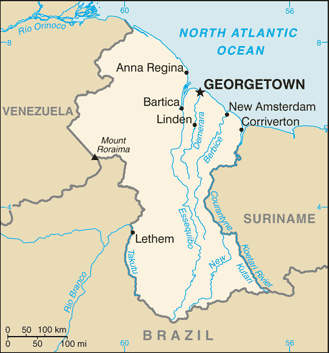 CIA World Factbook map of Guyana